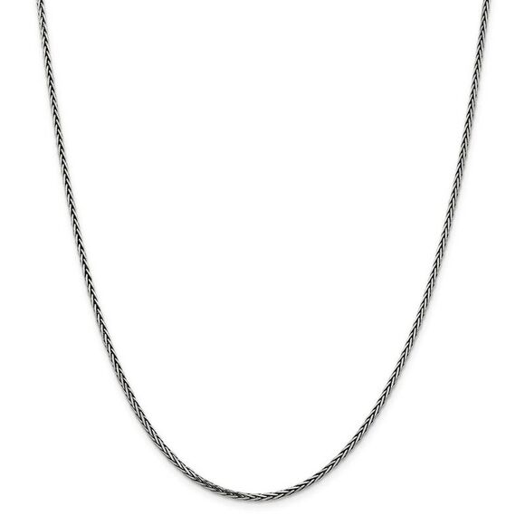 2.25mm Sterling Silver Antiqued Square Spiga Chain Necklace 20 Inch